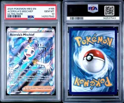 2025 POKEMON MEG EN-MEGA EVOLUTION ULTRA RARE #165 ACEROLA'S MISCHIEF PSA 10 - Image 3