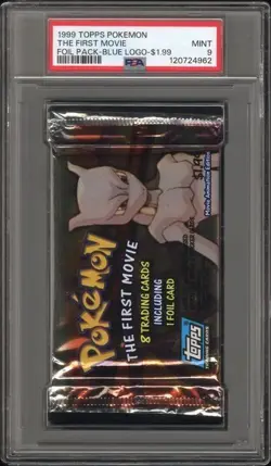 1999 TOPS THE FIRST POKEMON MOVIE-FOIL PACK- BLUE LOGO - GRADED PSA 9 LOW POP 3 - Image 3