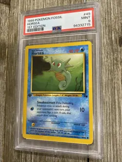 PSA 9 1999 POKEMON FOSSIL HORSEA 1ST EDITION - Image 1