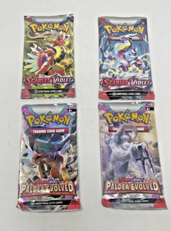 Pokemon TCG Scarlet & Violet + Paldea Evolved Booster Pack Lot (4) Sealed - Image 1