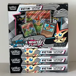 POKEMON TCG 4 VICTINI ILLUSTRATION COLLECTION BOX BLACK BOLT WHITE FLARE BOOSTER - Image 1