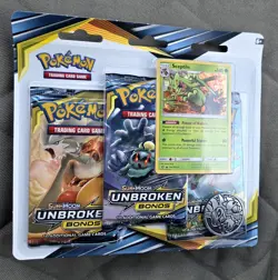 Pokemon TCG: Sun & Moon Unbroken Bonds 3 Pack Blister Sceptile New Sealed - Image 1