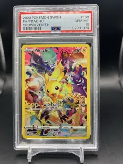 132183745 Pikachu 2023 Pokemon Sword & Shield Crown Zenith #160 PSA 10 - Image 1