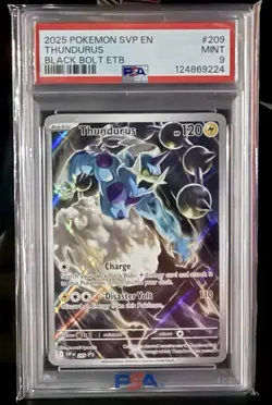 Pokemon TCG Thundurus 209 FA Promo Black Bolt ETB PSA 9 - Image 1