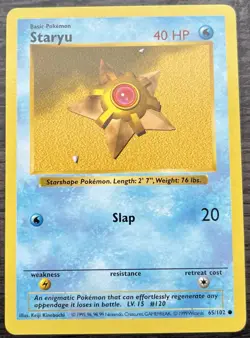 Shadowless Staryu 065/102 Pokemon TCG WOTC Base Set MINT NM - Image 1
