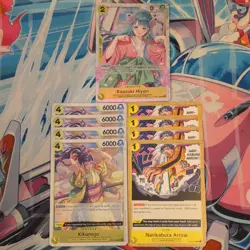 One Piece Kozuki Hiyori SR OP06-106 & 4 x Kikunojo 104 R & ST04 Narikabura Arrow - Image 1