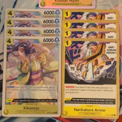 One Piece Kozuki Hiyori SR OP06-106 & 4 x Kikunojo 104 R & ST04 Narikabura Arrow - Image 3