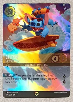 Disney Lorcana TCG The First Chapter Enchanted - 206/204 Stitch Carefree Surfer - Image 2