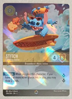 Disney Lorcana TCG The First Chapter Enchanted - 206/204 Stitch Carefree Surfer - Image 3