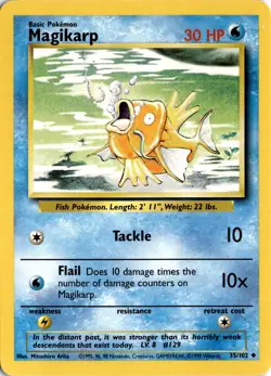 Pokemon Magikarp Base Set Unlimited 035/102 Uncommon MP *See Card Scan 1999 - Image 1