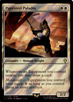 MTG FIC Surge Foil Puresteel Paladin Commander: Final Fantasy 250 R NM Card Scan - Image 1
