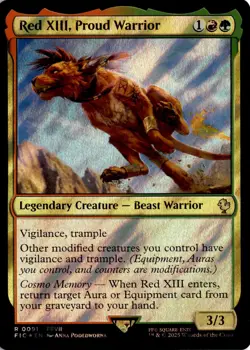 MTG FIC Surge Foil Red XIII, Proud Warrior Commander: Final Fantasy 91 R NM Card - Image 1