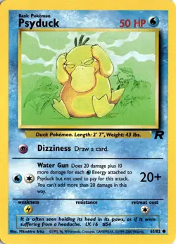 Pokemon Psyduck Team Rocket Unlimited 65/82 Common Light Play LP Card Scan 99 - Image 1