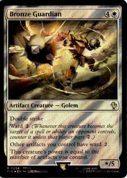 MTG FIC Surge Foil Bronze Guardian Commander: Final Fantasy 234 R NM Card Scan - Image 1