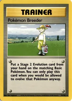Pokemon Pokemon Breeder Base Set Unlimited 076/102 Rare Light Play LP Card Scan - Image 1