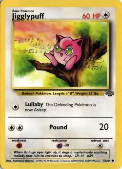 Pokemon Jigglypuff Jungle Unlimited 54/64 Common MP *See Card Scan 1999 - Image 1