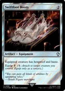 MTG FIC Surge Foil Swiftfoot Boots Commander: Final Fantasy 361 U NM Card Scan - Image 1