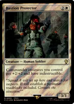 MTG FIC Surge Foil Bastion Protector Commander: Final Fantasy 233 R NM Card Scan - Image 1