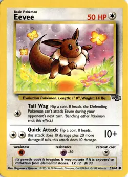 Pokemon Eevee Jungle Unlimited 51/64 Common MP *See Card Scan 1999 - Image 1