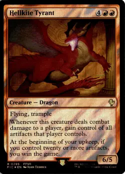 MTG FIC Surge Foil Hellkite Tyrant Commander: Final Fantasy 295 R NM Card Scan - Image 1