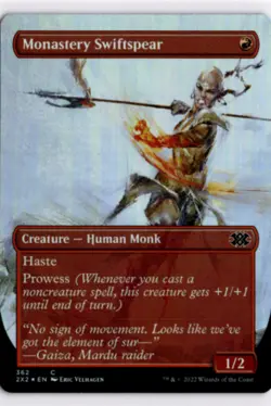 MTG 2X2 *Foil Monastery Swiftspear (Borderless) 362 C NM Double Masters 2022 - Image 1