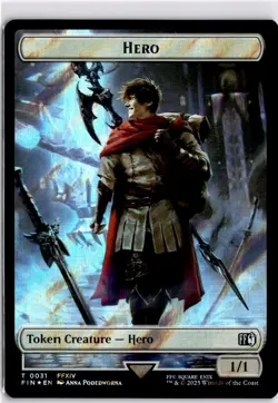 MTG FIC Hero (0031) // Wizard (0035) Double-Sided Token (Surge Foil) Commander: - Image 1