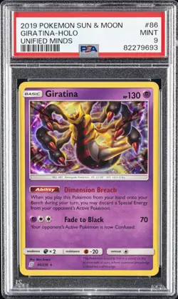 2019 POKEMON SUN & MOON UNIFIED MINDS #86 GIRATINA-HOLO PSA 9 - Image 1