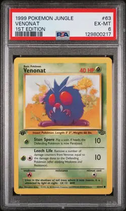 1999 POKEMON JUNGLE 1ST EDITION #63 VENONAT PSA 6 - Image 1