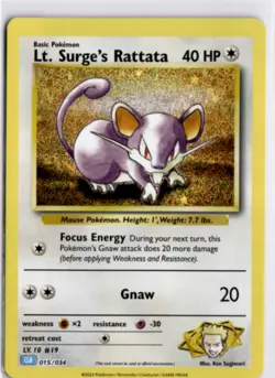 Pokemon English CLB *Holo Lt. Surge's Rattata 015/034 NM TCG Classic Collection - Image 1