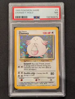 1999 Pokemon #3 Chansey-Holo PSA 7 NM Rare Base Set Unlimited 3/102 - Image 1