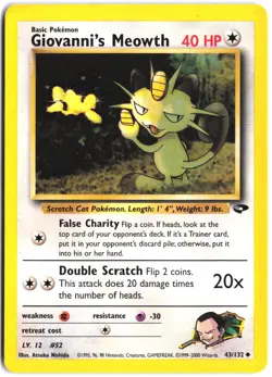 Giovanni's Meowth 43/132 Uncommon Gym Challenge Pokemon - Image 1