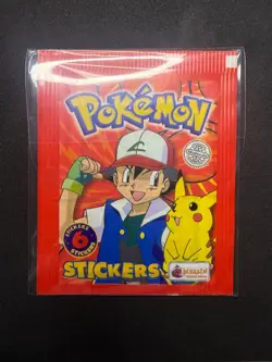 Pokemon Topps Merlin Collections 1999 Sticker Pack Series 1 Sealed 6 Stickers - Image 1