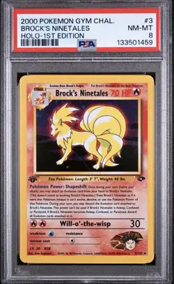 Pokemon Card - Brock's Ninetales - 3/132 -Holo 1st Edition - PSA 8 - Image 1