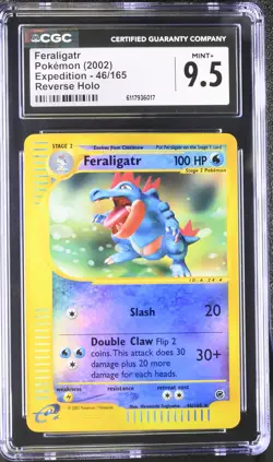 CGC 9.5 MINT+ Feraligatr 2002 Expedition 46/165 Reverse Holo Pokemon Card - Image 1