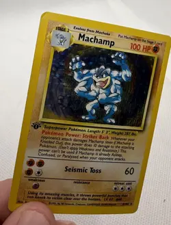 Machamp 1st Edition Base 8/102 Holo ERROR Additional Ink Pokemon Card psa - Image 5