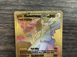 Pikachu & Zekrom GX Tag Team Pokemon Rainbow Gold Fan Art Card 184/181 Rare MINT - Image 2