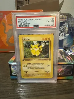 1999 Pokemon Jungle Pikachu 1st Edition Wizards of the Coast Card 60/64 PSA 6 - Image 1