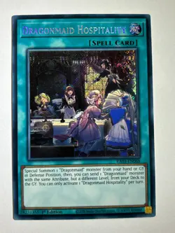 Dragonmaid Hospitality RA03-EN068 Secret Rare 1st Edition YuGiOh Card - Image 1