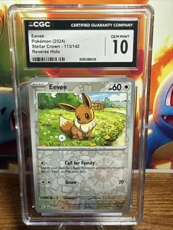 Pokemon Eevee TCG Reverse Holo Card Sv07 Stellar Crown 113/142 gem mint - Image 1