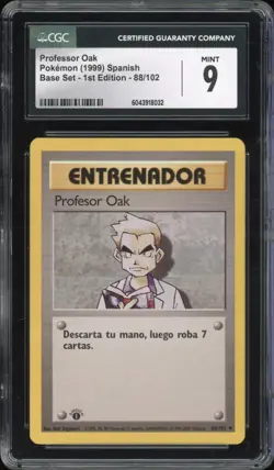 1999 Pokemon SPANISH 1st Edition Base Set Profesor-Professor Oak 88/102 CGC 9 - Image 1