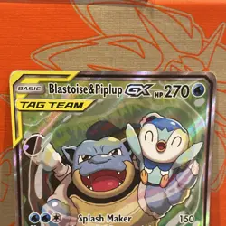 Pokemon Blastoise & Piplup GX TAG TEAM Full Art Holo Ultra Rare 215/236 - Image 5