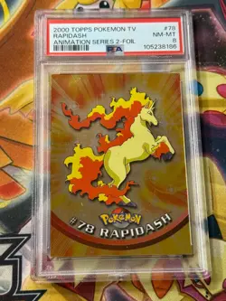 2000 TOPPS POKEMON TV ANIMATION SERIES 2 FOIL RAPIDASH PSA 8 - Image 1