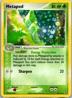 Pokemon TCG Metapod Uncommon Reverse Holofoil FireRed & LeafGreen 39/112 HP - Image 1