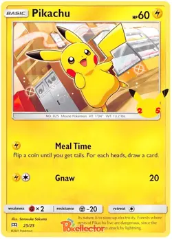 Pikachu - 25/25 - 25th Anniversary Non-Holo - Promo LP TCG Pokemon - Image 1