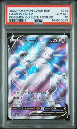 2022 POKEMON SWSH BLACK STAR PROMO #229 FULL ART/MEWTWO V PSA 10 - Image 1