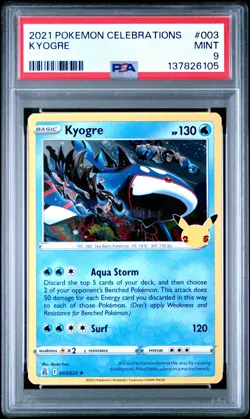 2021 POKEMON CELEBRATIONS #003 KYOGRE PSA 9 - Image 1