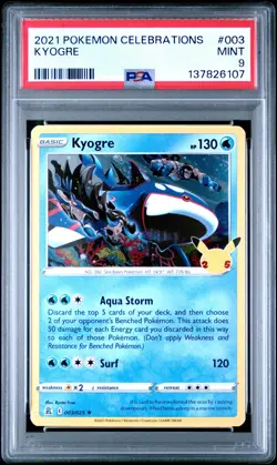 2021 POKEMON CELEBRATIONS #003 KYOGRE PSA 9 - Image 1