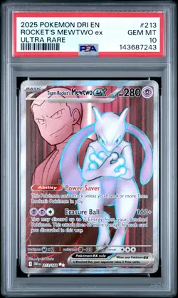 2025 POKEMON DRI EN-DESTINED RIVALS ULTRA RARE TEAM ROCKET'S MEWTWO EX PSA 10 - Image 1