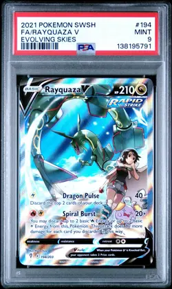 2021 Pokemon Sword & Shield Evolving Skies #194 Fa/Rayquaza V PSA 9 - Image 1