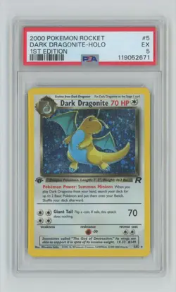 2000 Pokemon Rocket 1st Edition PSA 5 Dark Dragonite Holo #5 PSA 5 - Image 1